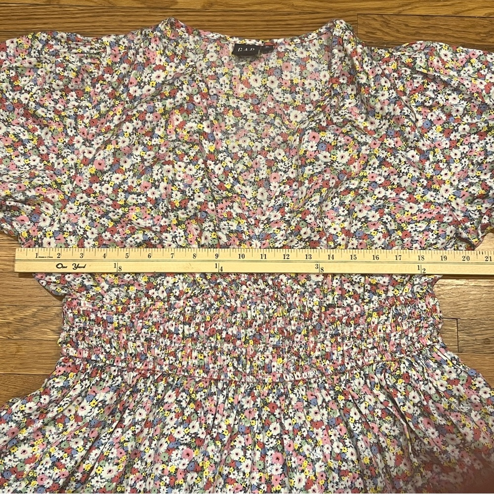 Gap Ditsy Floral Puff Sleeve Smocked Waist Mini Dress 100% Cotton | Size: XL - Picture 3 of 10